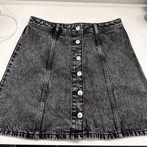 H&M Black Denim Button Up Skirt